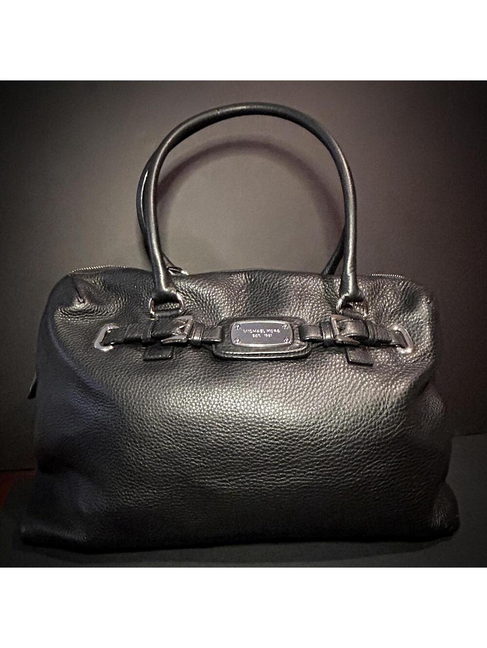 Michael Kors Black Pebbled Leather Weekender Satchel
